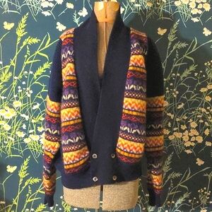 Vtg Scottish Wool Jane Robertson Granny Cardigan Sweater